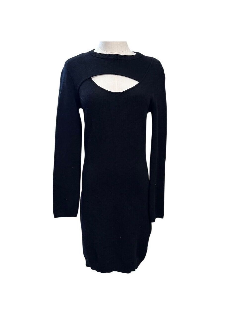EUC Monrow Women's Black Knit Cut Out Size M Casual Long Sleeve
